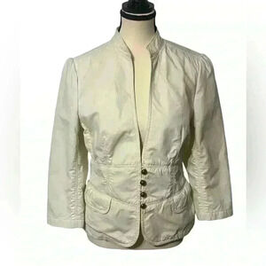 Banana Republic Cream Blazer two pocket bronze button closure / tie back size 12